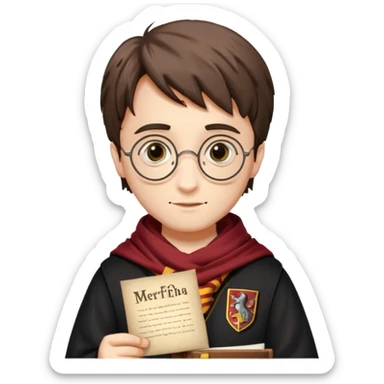 Harran Potter olsun elinde kağıt olsun kağıtta merhaba begüm yazsın sticker
