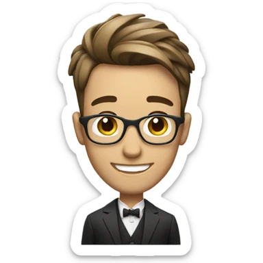 smiling male in stylish attire with glass sticker