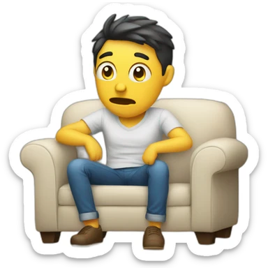 a person complaining about sitting on a sofa sticker