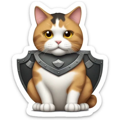 Fat calico cat with a shield  sticker