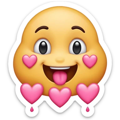 Drooling emoji with pink hearts sticker
