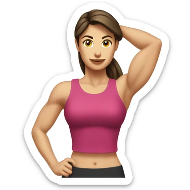 Woman arm muscles, fit Caucasian woman, brunette  sticker