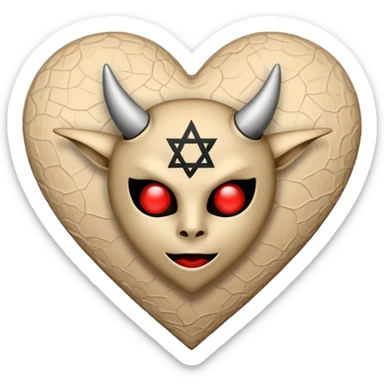 beige heart satanic sticker