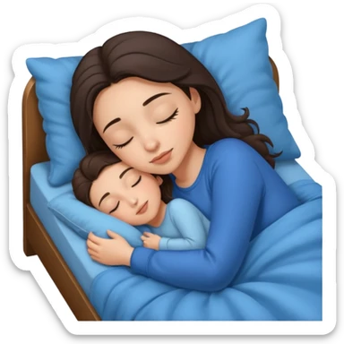 brunette-single-girl-in-cozy-blue-bed-sleeping-pretty-eyelashes-light-skin sticker