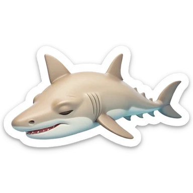 Meme-Worthy Cute Sleeping Hammerhead Shark Portrait Emoji, Head and body resting peacefully with a contented expression, showcasing its uniquely shaped hammerhead with closed, serene eyes and a relaxed, streamlined form, Simplified yet adorably endearing features, highly detailed, glowing with a soft, drowsy ocean light, high shine, relaxed and utterly lovable, stylized with an air of playful laziness, soft glowing outline, capturing the essence of a sleeping hammerhead that feels destined to become the next viral icon of adorable slumber! sticker