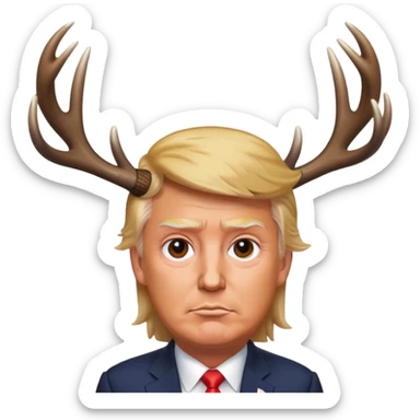 Trump with deer antlers sticker