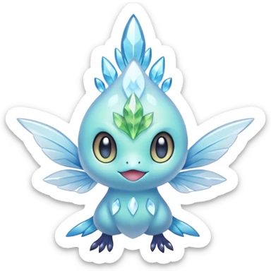elemental icy floral ethereal glacial Axew-Rufflet-Brionne-Celebi-Pokémon-Fakémon-hybrid-creature sticker