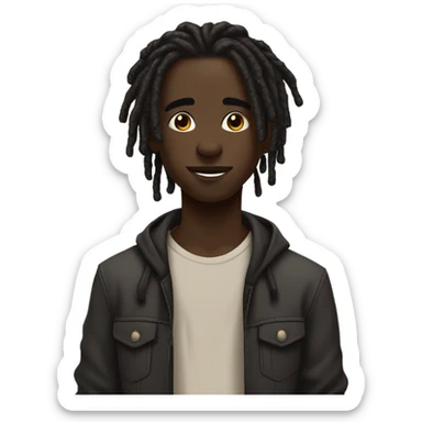 dark skin boy with dread locs and tattoos  sticker