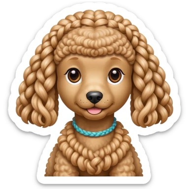 Miniature poodle with braids on its head sticker