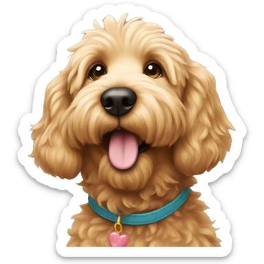 golden doodle dog blowing a kiss  sticker