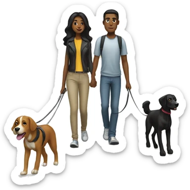 Blacked hair couple walking their dog sticker