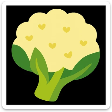 Create an image of a cauliflower in the same style as the reference broccoli image: clear, friendly, without text, with the same color scheme and line style as the broccoli. sticker