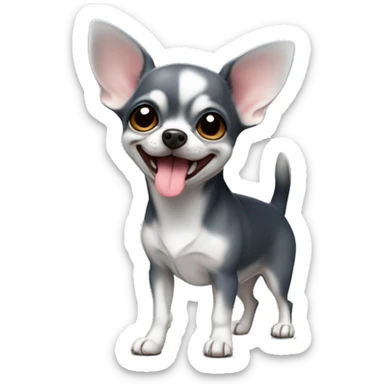 Navy gray smiled Cute mini Chihuahua with a tongue  full body should be displayed  sticker