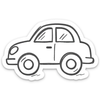 red car, hand drawn icon style, sketchy lines, no fill sticker