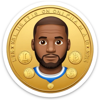 lebron james coin emoji   and text on the coin niggas in the sky  sticker
