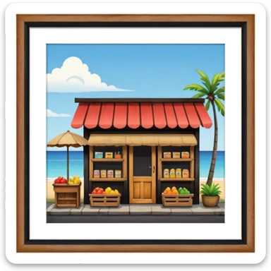 small indonesian roadside shop, front facing sticker