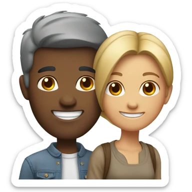 smiling couple in casual attire sticker
