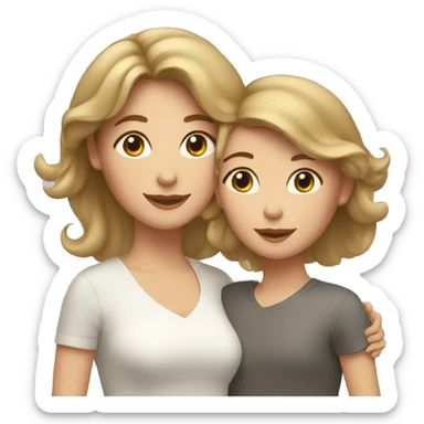 Mom with dark blond hair with 2 daughters sticker