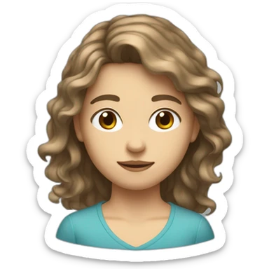 Teenager type italian, White skin, with long wavy brown hair (Which go down behind to the nape of the neck), Little bit dezoom sticker