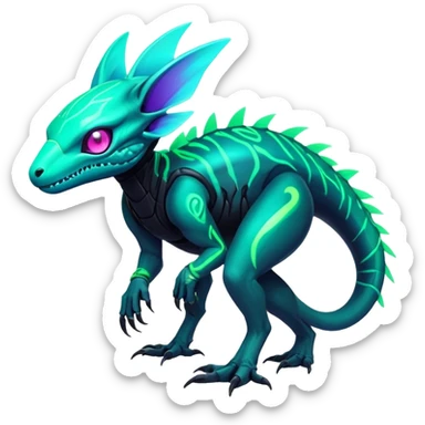 Tropical futuristic lush cool edgy neon Fionbri-Vernid-Elgyem-creature (full body) sticker
