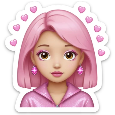 douyin pink glittery girl sticker