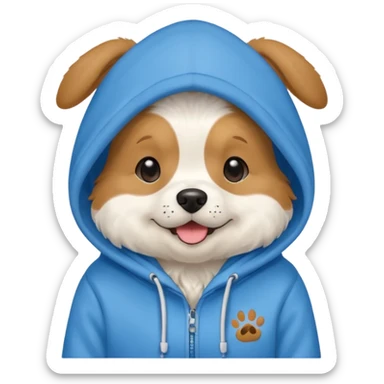 A dog wearing a hoodie that says Sophia is the best sticker