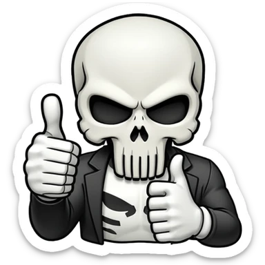 Punisher skull thumbs up sticker