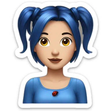 girl with dark blue hair twintails and ladybug costume sticker
