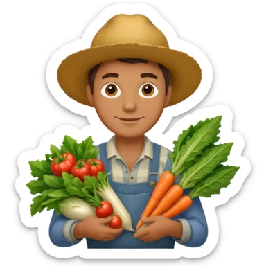 farmer man holding vegetables sticker