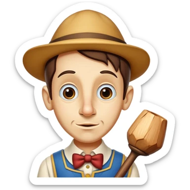 pinocchio liar with a long narrow nose of wood sticker