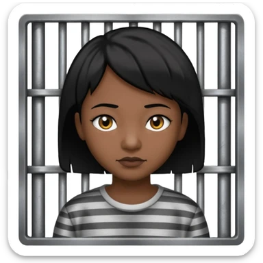persona trileña de pelo corto negro tras las rejas de una carcel sticker