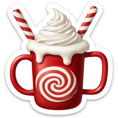 Steaming peppermint hot cocoa in a festive holiday mug sticker