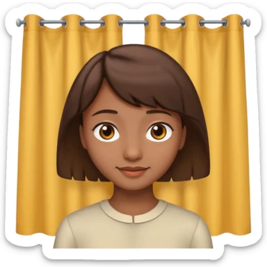 une peau brune mais pas trop de cheveux marron un peu vie avec une mèche un peu rideau mais pas trop longues des yeux marrons pas vraiment trop éclatant un beau petit sourire une peau un peu marron mais pas trop clair sticker