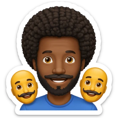 black afro guy with beard and mustache emoji sticker