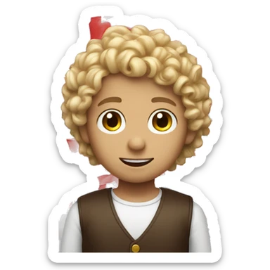 Curly blond boy with a Turkish flag sticker