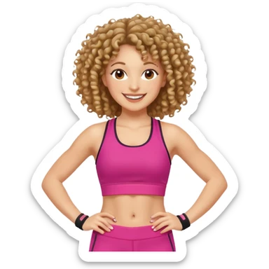 kıvırcık saçlı beyaz tenli zumba hocası sticker