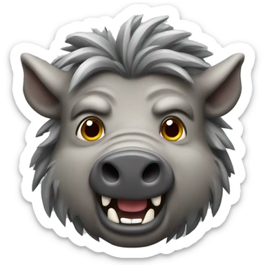 A wild ferocious grey boar sticker