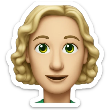 55-year-old teacher with a long nose, green eyes sticker