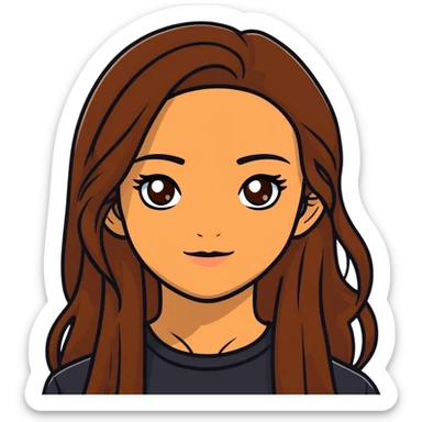 fair medium tan skin girl with hazel eyes and brown long hair sticker
