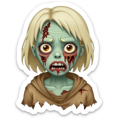 make a zombie girl with a droopy ruined mouth sticker