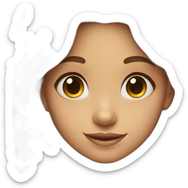 A girl with two dimples on her right cheek, long brown wavy hair, Kohl eyes sticker