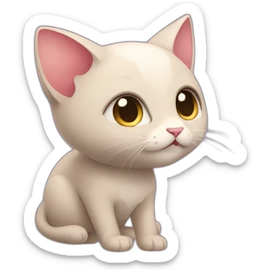 Mew qui fait coeur avec sa queue sticker