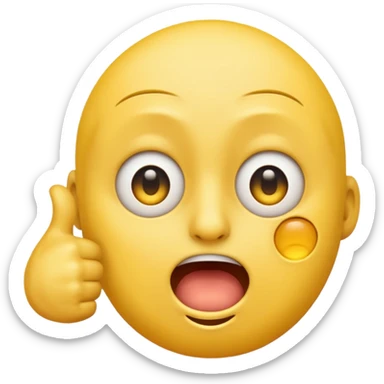 Original yellow Emoji face stressed out with one eye half open quivering out of anxiety and a singular thumbs up sticking out.  sticker