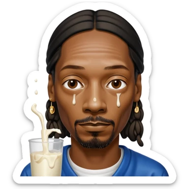Snoop dogg with milk dripping down his face sticker