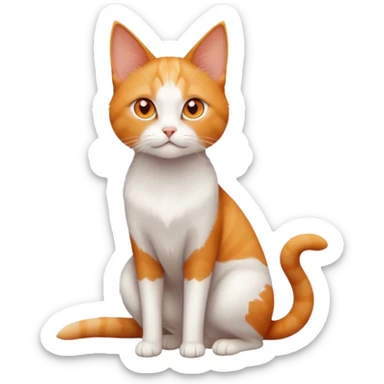 full body of tiny + skinny ginger and white cat with deep orange eyes and triangular shaped face sticker