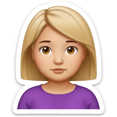 create a girl emoji with shoulder length short hair, chubby cheeks, straight hair and tan skin sticker