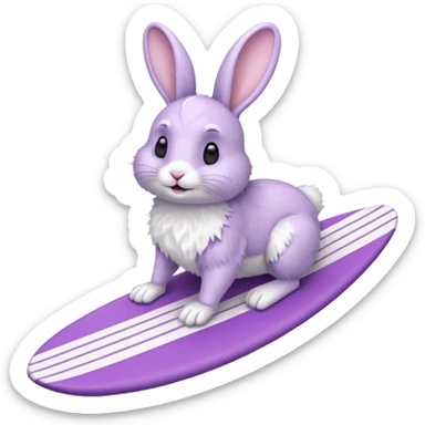 Rabbit riding a purple surfboard sticker