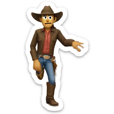 Imagine a cowboy in front of a broken door sticker