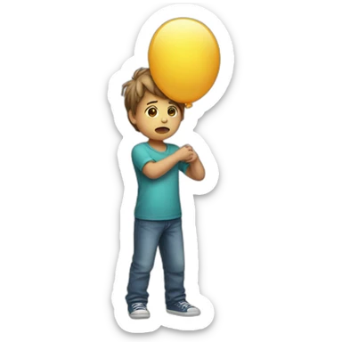 sad kid holding a ballon that just popped sticker