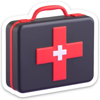 First aid kit with a red cross sticker